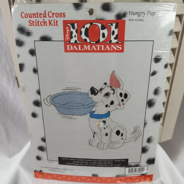 Kit de punto de cruz contado 101 dálmatas ""Cachorro hambriento"" perro con tazón 7-1/8 x 8-7/8