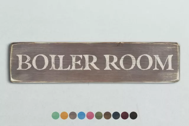 BOILER ROOM Vintage Style Wooden Sign. Shabby Chic Retro Home Gift