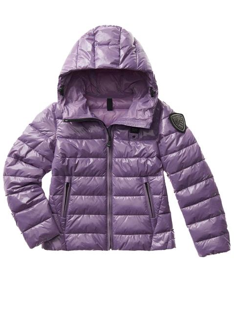Blauer Giubbino Cedric in nylon con cappuccio e logo 24WBLKC11499