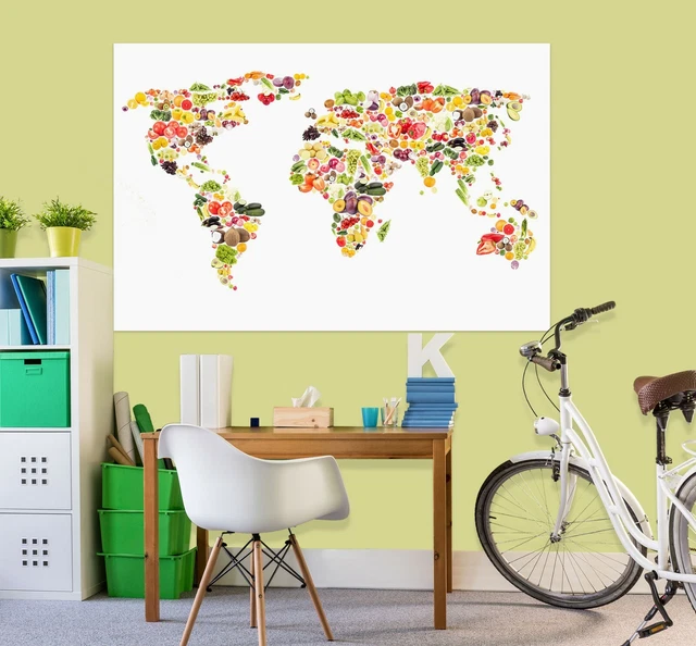 3D FRESH FRUIT KEP292 World Map Character Wall Mural Decal Stickers 3d-fresh-fruit-kep292-world-map-character-wall-mural-decal-stickers