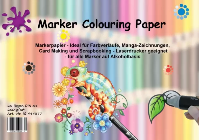 Marker Papier / Colouring Paper A4, 25 Bogen, 250g/m²