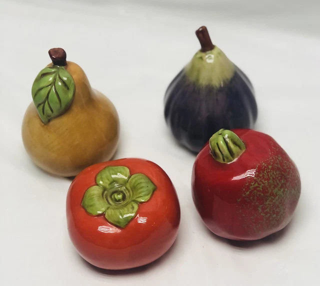 CERAMIC Set Of 4  Faux / Fake Fruit & Vegetable Kitchen Staging Prop / Decor