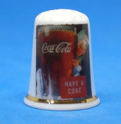 Birchcroft China Thimble -- Vintage Advert Coca Cola -  Dome Gift Box