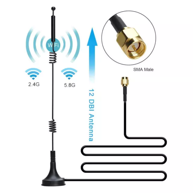 12dbi WIFI Antenna SMA Male with Magnetic Base for Router Camera Signal Booster