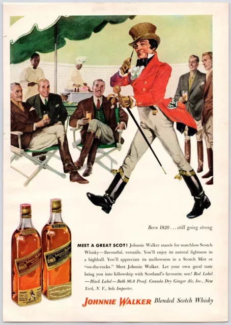 1950s~Johnnie Walker~Black & Red~Scotch Whisky~Party~Liquor~Vintage Print Ad