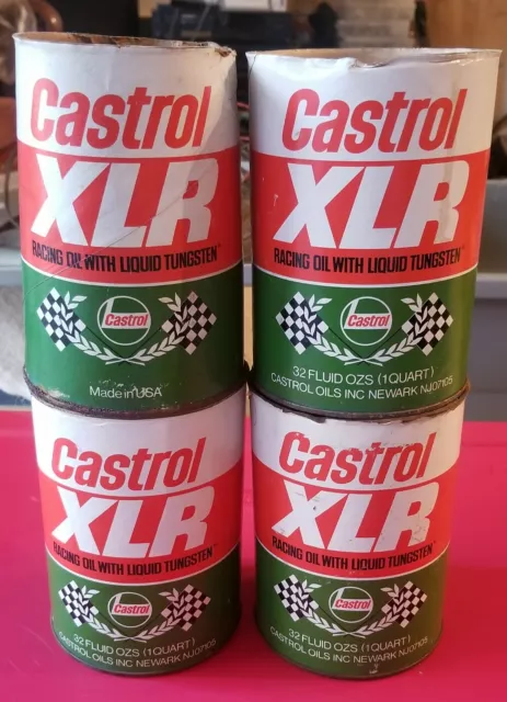 4 Vintage Castrol XLR Racing Motor Oil Cardboard Cans Opened