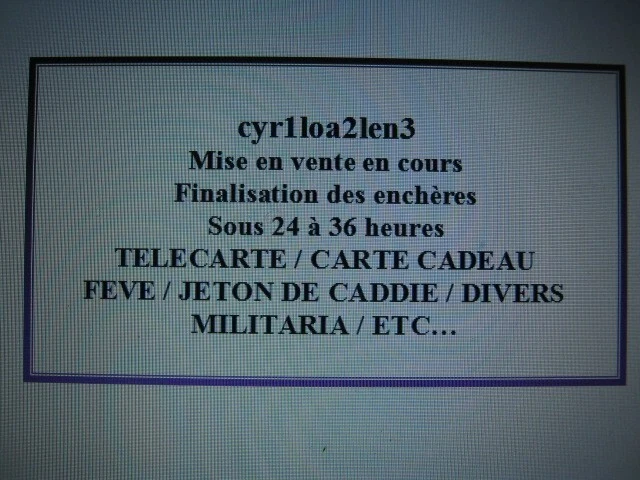 OBJET À FINALISER TC CODE sous 48 heures attendre pour encherir 025 EUR ...