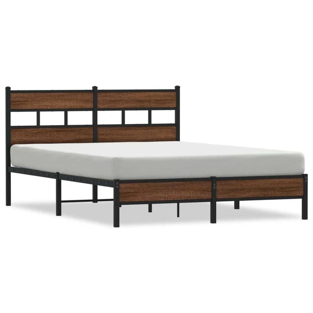 BED FRAME WITHOUT Mattress Brown Oak 137x190 cm Engineered Wood vidaXL