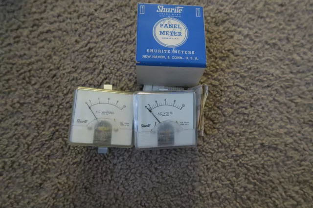 MODEL 850 DC AMPERES and VOLTS 0-10  SHURITE PANEL METER  LOT OF 2