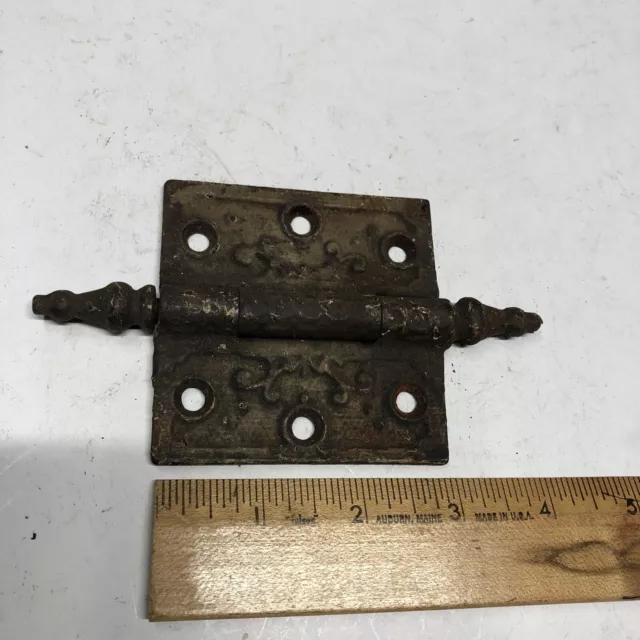 Antique Vintage Cast Iron Door Hinge SINGLE ONLY Eastlake Ornate 3 X 3”