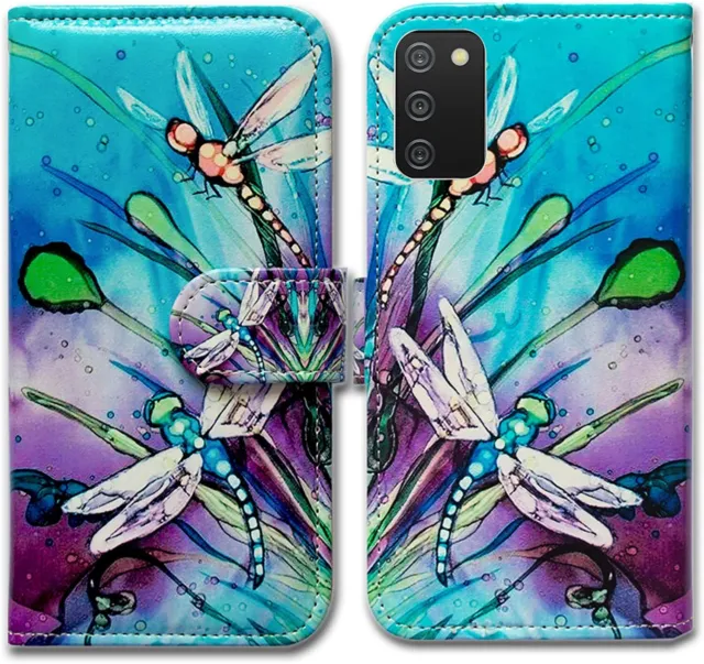 Galaxy A03s CaseSamsung A03s Case Cute Dragonfly Leather Flip Phone Case Wallet