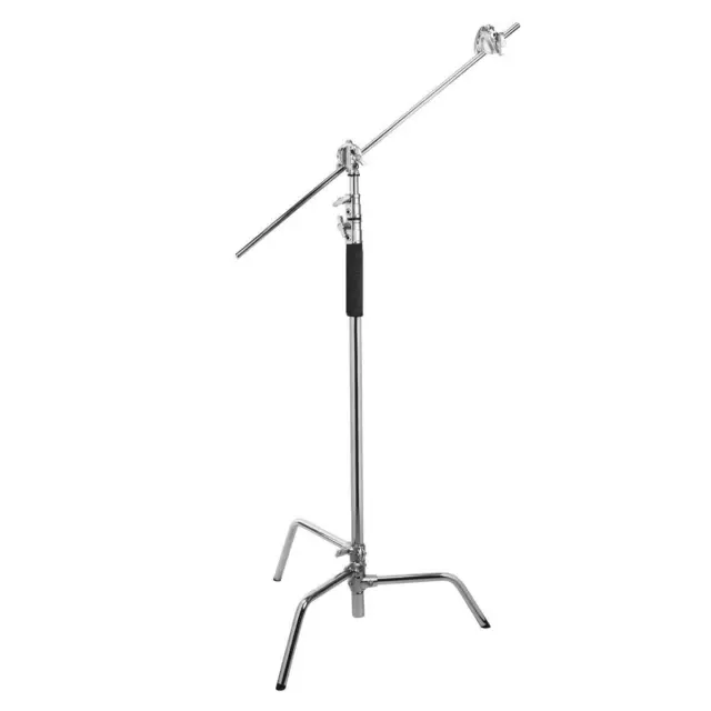 Flashpoint 10' C Stand on Turtle Base, 40" Grip Arm  Two 3" Gobo Heads, Chrome