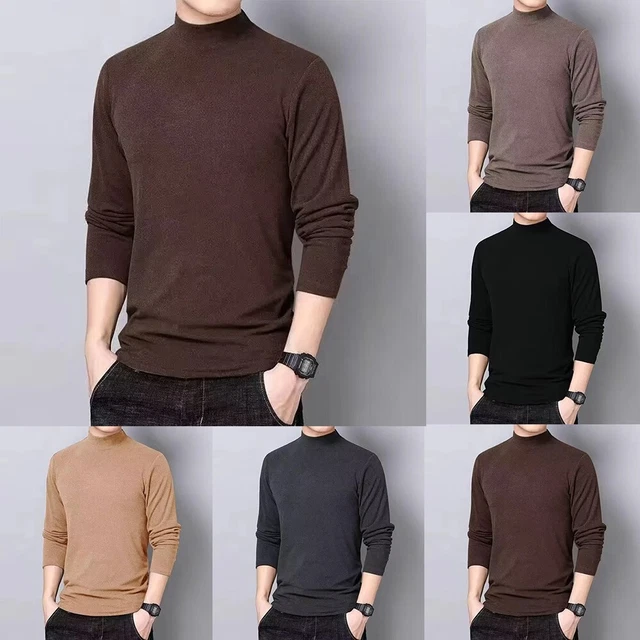 Tempo Libero Top Uomo Autunno Al Sedere Camicia Pile Mezza Dolcevita Manica