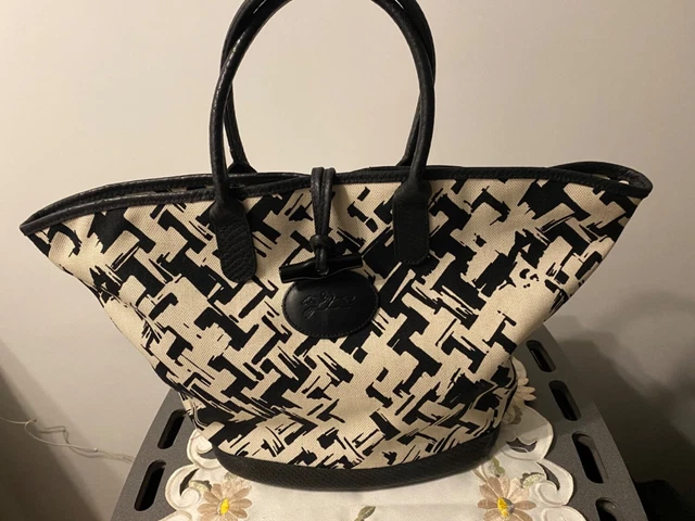 LONGCHAMP EDITION LIMITEE cuir noir/ecru Tbe made in France avec