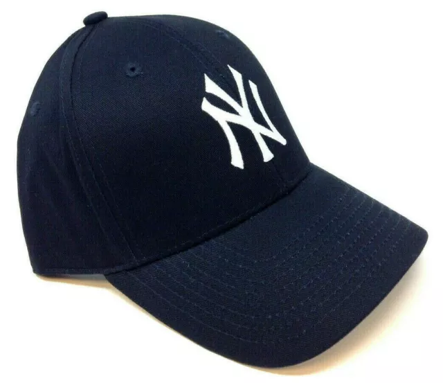 Navy Blue Mlb New York Yankees Ny Logo Adjustable Curved Bill Hat Cap Retro Nwt