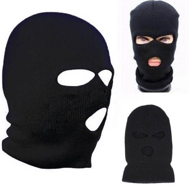 Chapeau en tricot de ski acrylique noir balaclava bonnet bonnet pour chaleur du