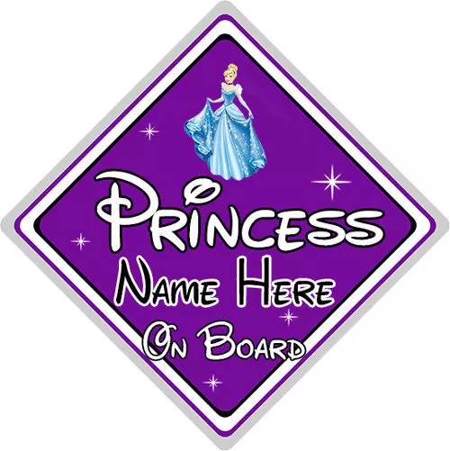 Disney Princess On Board Car Sign - Cinderella - Purple - Personalised