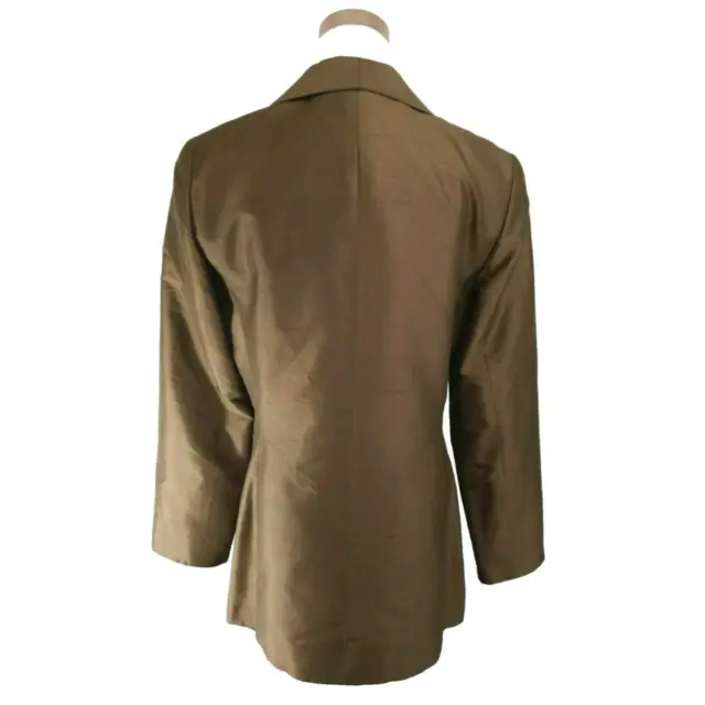 LAFAYETTE 148 NEW YORK 8 Brown Dupioni Silk One-Button Blazer Jacket ...