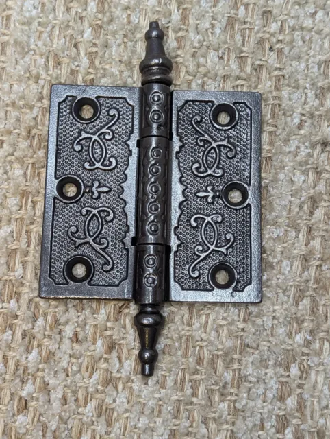3 1/2" x 3 1/2" Antique Ornate Cast Iron Steeple Hinge