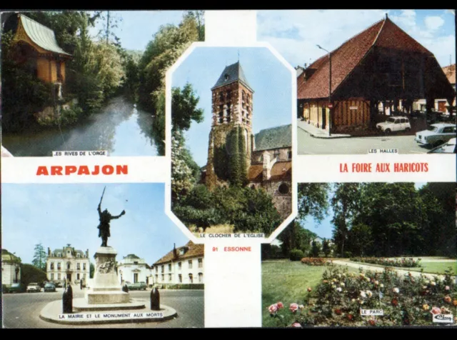 ARPAJON (91) HALLES , MONUMENT aux MORTS & MAIRIE, PAGODE sur Bord de l'ORGE ...