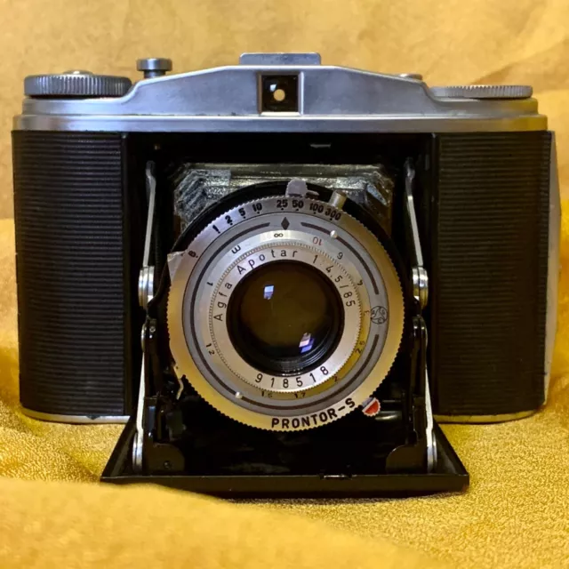 Kamera Camera Agfa Isolette 2 II Apotar 1:4,5/85 Bereitschaftstasche Anschauen**