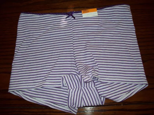 Nwt Charter Club 100% Cotton  Boyshort Panties Plum Purple Stripe