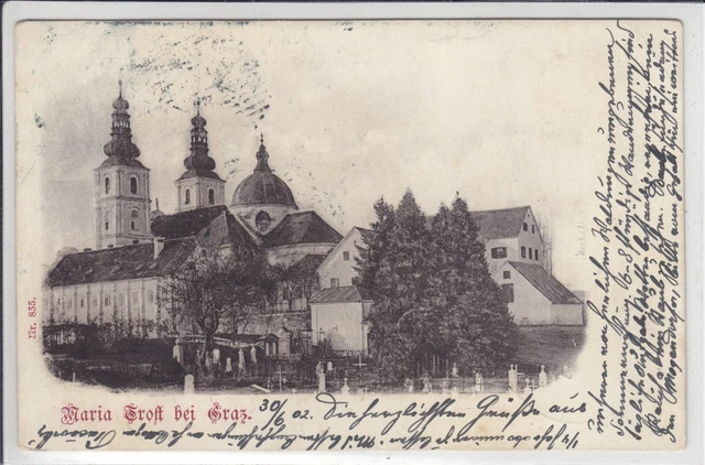 AK Graz, Maria Trost, Kirche u. Friedhof 1902