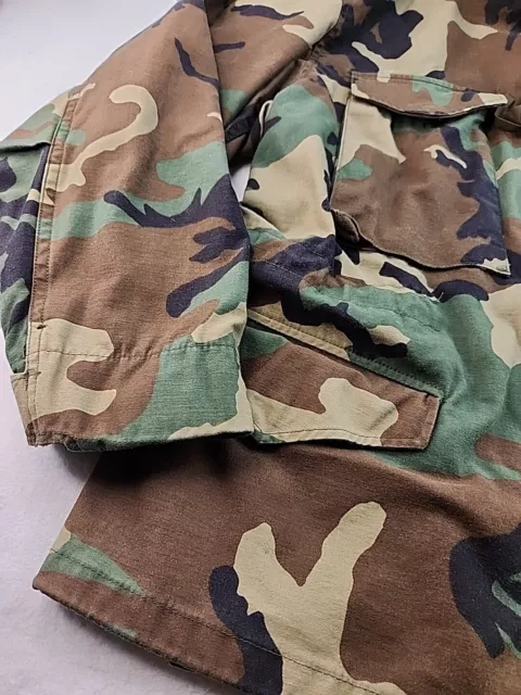 US Military Cold Weather Field Woodland Camouflage Coat Jacket Large Short Vint 3