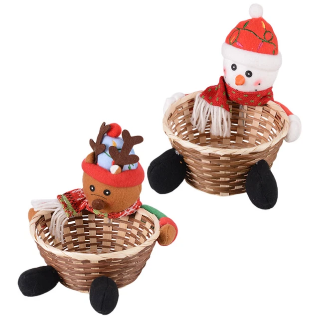 2 piezas cesta de regalo para tejer bambú para Navidad bandejas para servir