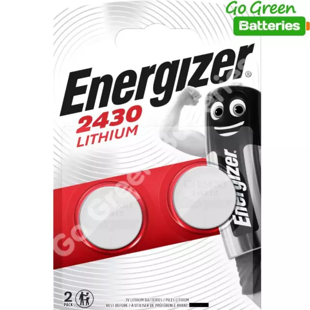 2 x Energizer CR2430 3V Lithium Coin Cell Battery Expiry 2029 K2430L ECR2430 NEW