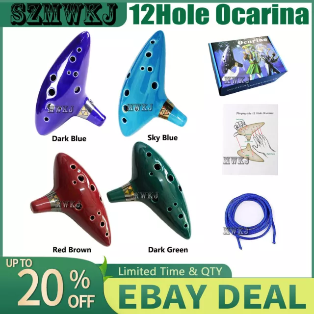 Legend of Zelda 12 Hole Ocarina of Time Alto C Flute Ceramic Instrument&Gift Box