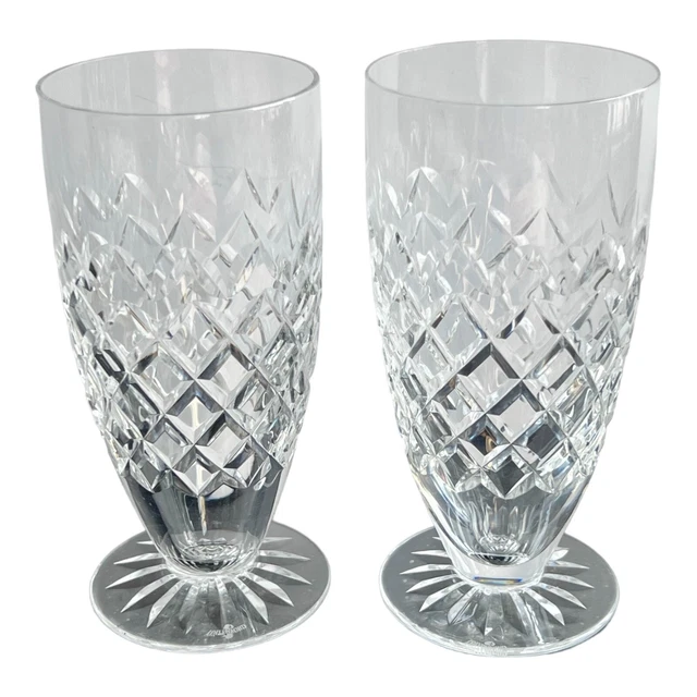 Waterford Crystal POWERSCOURT ICED TEA Pair of Glasses Tumblers 6 3/8" RARE!