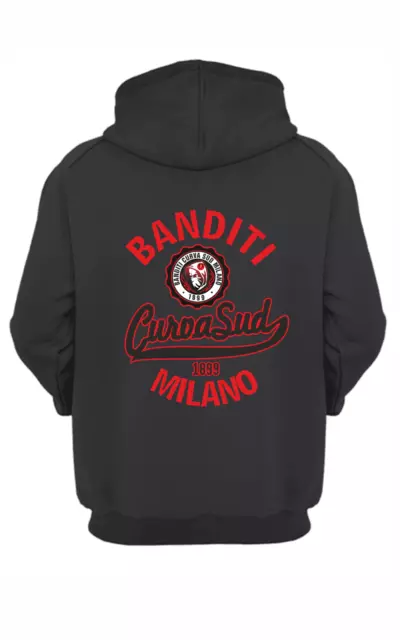 Felpa college con cappuccio e marsupio con stampa Curva sud  sia davanti retro