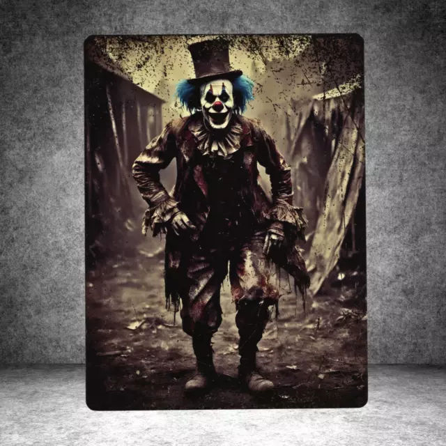 Circus Clown Creepy Scary Vintage Style Metal Art Plaque sign Print 20cm x 15cm