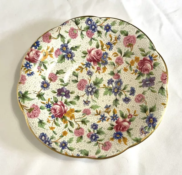 Vtg Pre-1960 Royal Winton Grimwades Ivory Old Cottage Chintz Underplate 5 1/2"