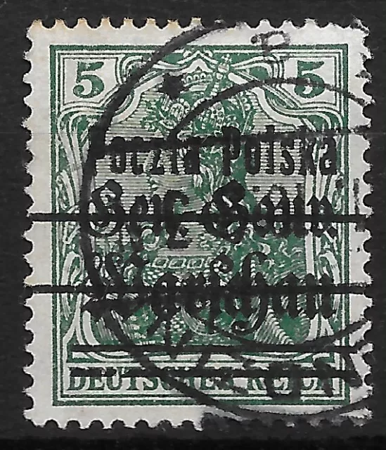WWI 1918 POLAND🔥 LOCAL WARSAW ISSUES SC#18 OVPRT "Poczta Polska" used VF