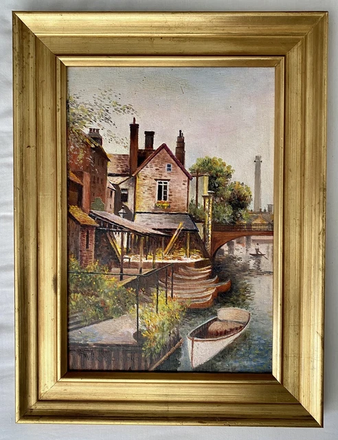 ANTIQUE Early 20th Century EDWARDIAN OIL PAINTING Leeds Canal Scene DK Richmond