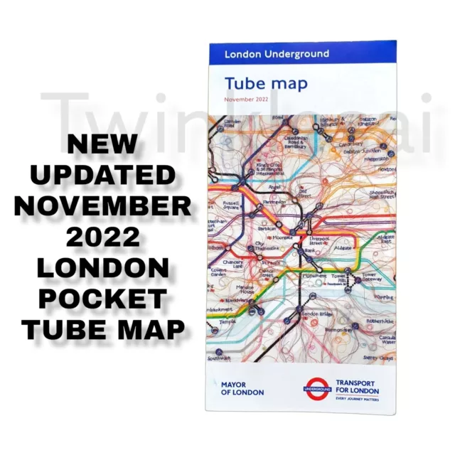 NOVEMBER 2022 LONDON Underground Tube Map NEW Elizabeth Line GENUINE