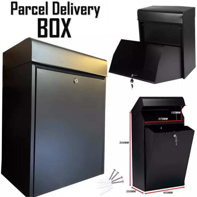 Lockable Metal Parcel Delivery Secure Drop Box Outdoor Storage Letter Post Box