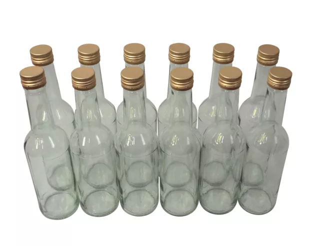 12 x Spirituosenflaschen ❀ 0,35 Liter ❀ Klarglas Flasche inklusive Schraubdeckel