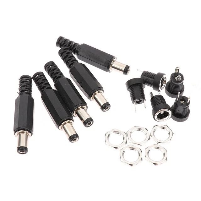 5Pair 5.5 x 2.1 DC Male Female Terminal 12V DC Power Supply Plug Socket Adapt ba