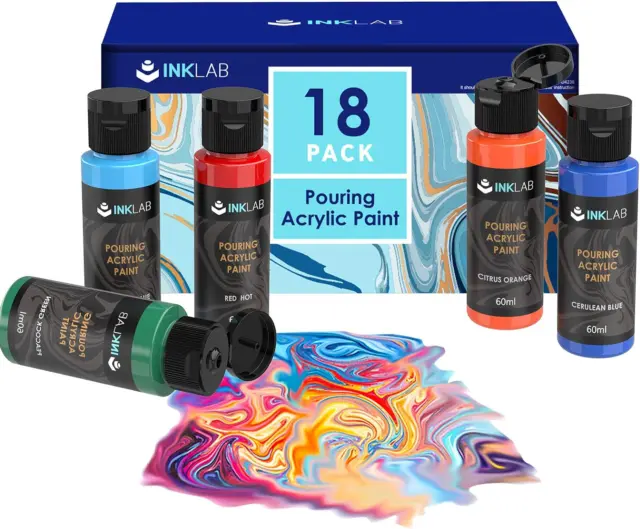 Acryl Gießfarbe Kit 18 Farben Acrylfarbe gemischt wasserbasiert 2 Unzen/Flasche