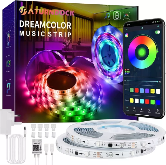 Saturndock Dreamcolor Music Strip Colour Changing Led Lights 10M W/ App Control