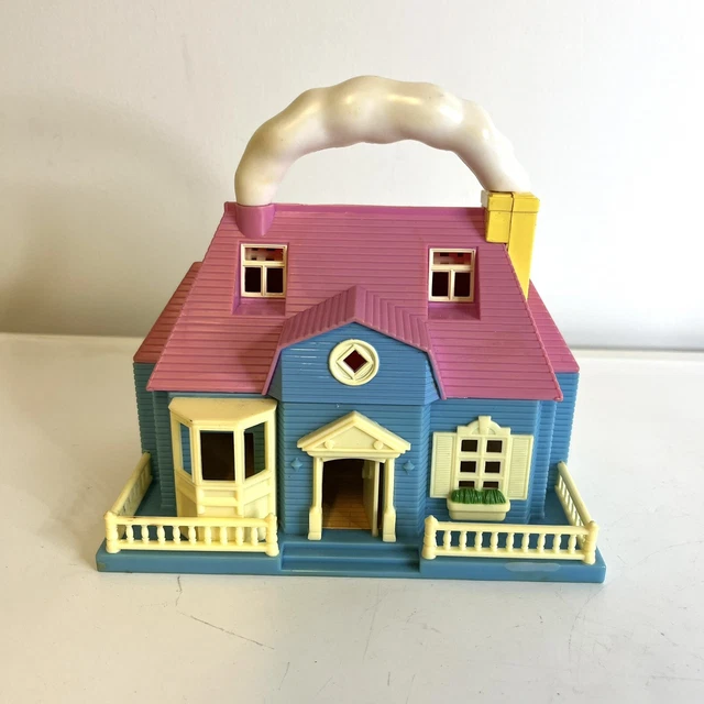 VINTAGE TINY DREAMS 90s Blue Box Polly Pocket Carry Along Doll House