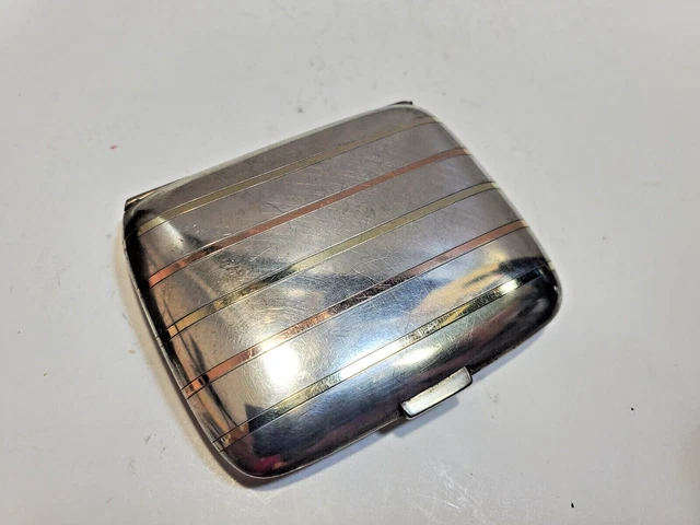 ÉTUI À CIGARETTES En Argent Sterling Antique, Rayé D