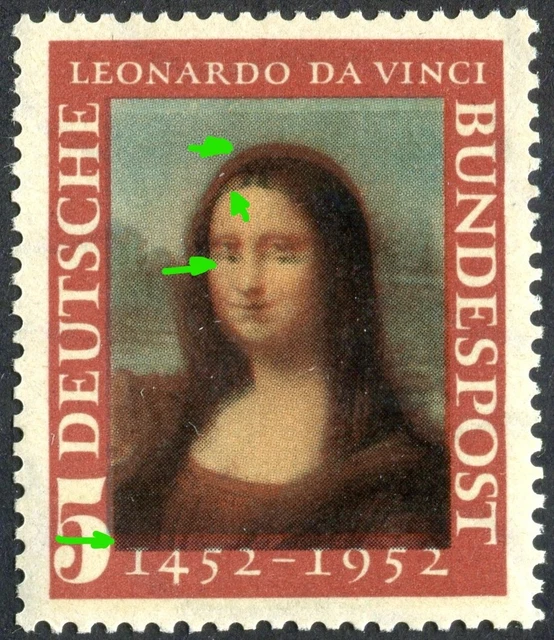 Bund Abart Nr. 184 mit stark verschobenem Druck postfrisch Mona Lisa RRR MNH