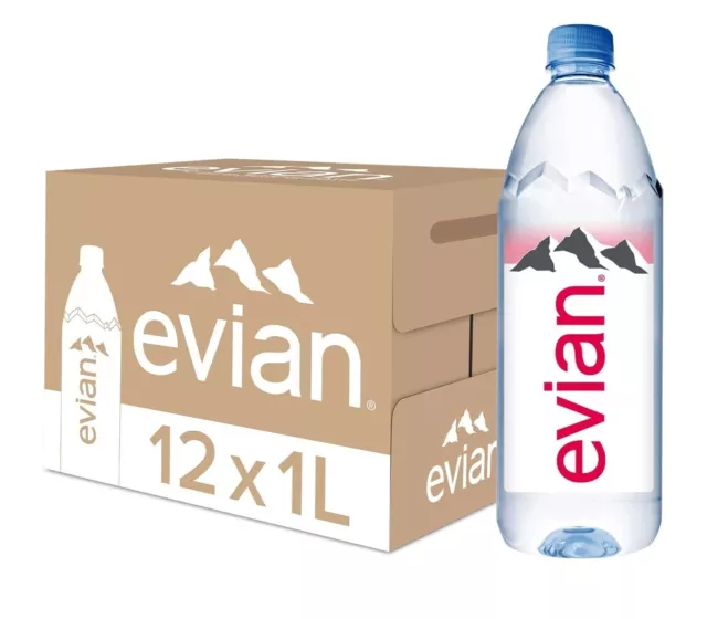 Evian Natural Mineral Water, 12 x 1L