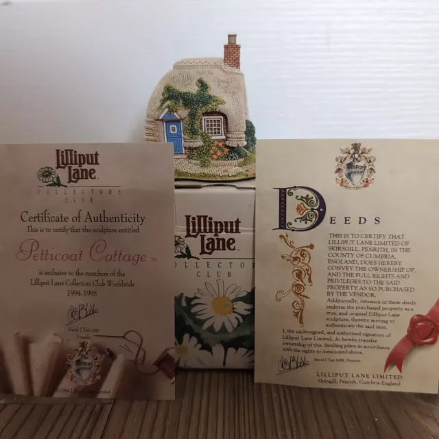 Lilliput Lane Sammlerclub kostenloses Geschenk 1994/5 Petticoat Cottage 1994 mit COA