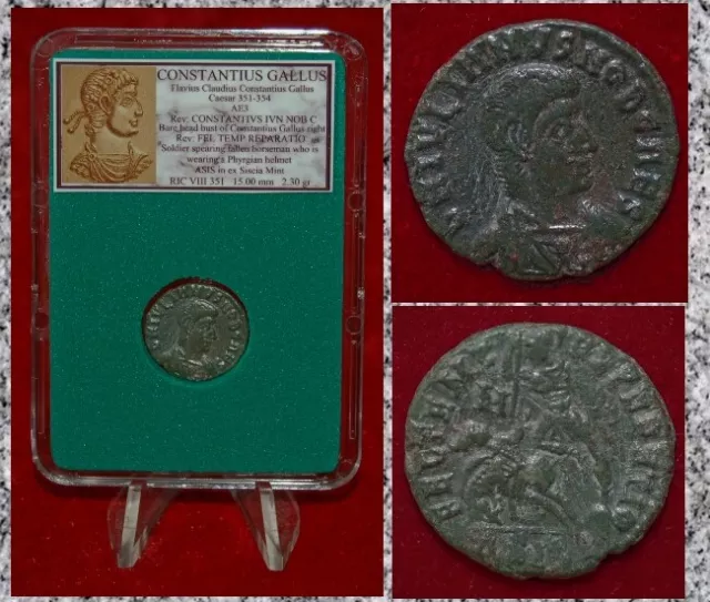Ancient Roman Empire Coin CONSTANTIUS GALLUS Soldier Spearing Fallen Horseman