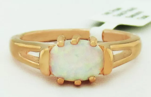 GENUINE 0.80 Cts OPAL RING 14K ROSE GOLD PLATED - New with Tag - MADE IN USA